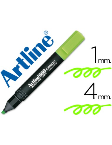 MARCADOR FLUORESCENTE ARTLINE VERDE CON PUNTA BISELADA