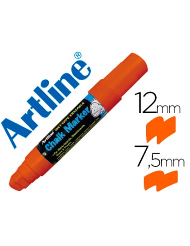 ROTULADOR ARTLINE TIPO TIZA DE COLOR NARANJA Y TRAZO DE 12mm