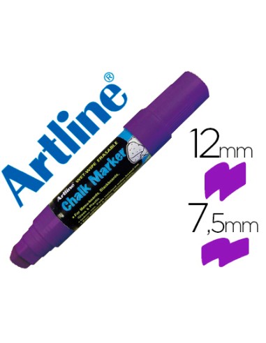 ROTULADOR ARTLINE TIPO TIZA DE COLOR VIOLETA Y TRAZO DE 12mm