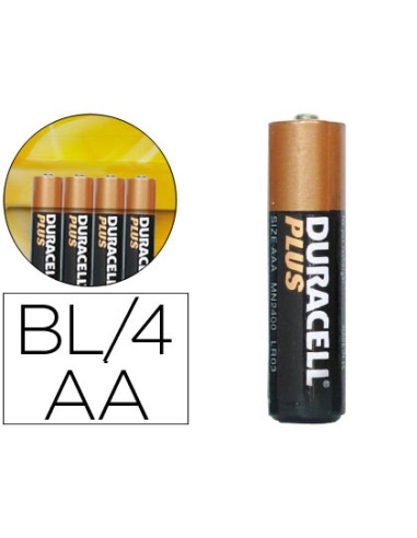 PILA DURACELL AA ALCALINA PLUS LR06 BLISTER DE 4UD