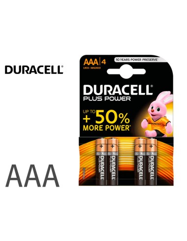 PILA DURACELL ALCALINA PLUS AAA. BLISTER 4UD