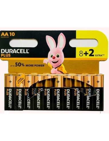 PILAS DURACELL ALCALINAS PLUS LR06 AA 1,5V. PAQ.DE 8+2