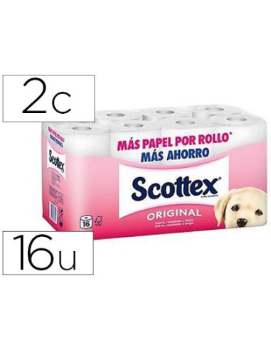 PAPEL HIGIENICO SCOTTEX DE 2 CAPAS, 16 UNIDADES