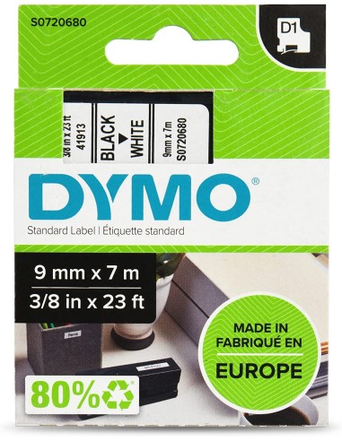 CINTA DYMO D1 9MM NEGRO /BLANCO D1