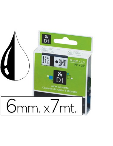 CINTA DYMO DE COLOR NEGRO-BLANCO 6mmx7mt