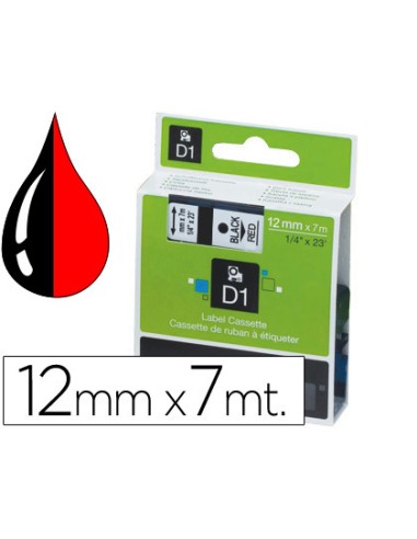 CINTA DYMO DE COLOR NEGRO-ROJO 12mmx7mt d1