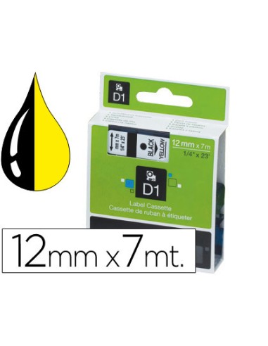 CINTA DYMO DE COLOR NEGRO-AMARILLO 12mmx7mt d1