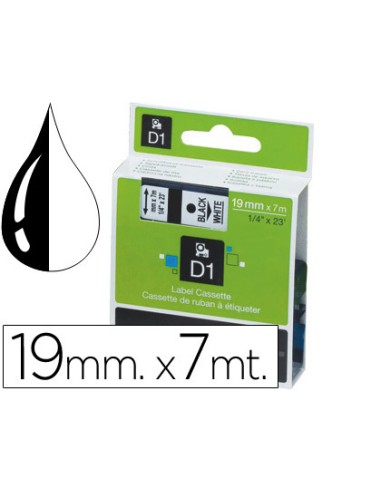 CINTA DYMO DE COLOR NEGRO-BLANCO 19mmx7mt d1