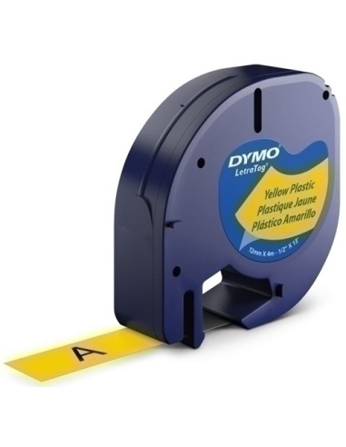 CINTA DYMO LETRATAG PLASTICO 12MM AMARILLO / LETRA NEGRA