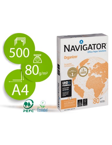 PAPEL BLANCO NAVIGATOR ORGANIZER 4 AGUJEROS 80G A4 500H