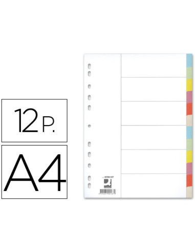 SEPARADOR A4 Q-CONNECT CON 12 PESTAÑAS APTO PARA ANILLAS