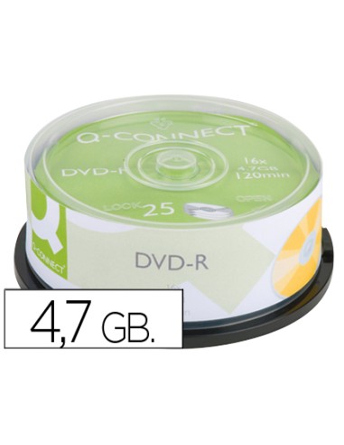 25 DVDS Q-CONNECT CON CAPACIDAD DE 4,7 GB