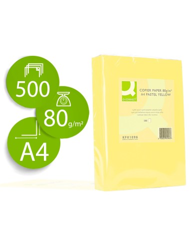 PAPEL DIN A4 DE COLOR AMARILLO Q-CONNECT 80GR P.500