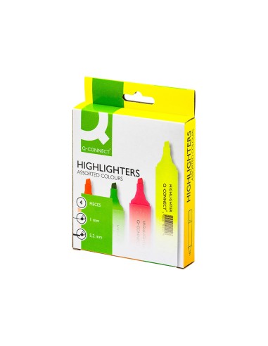 4 MARCADORS FLUORESCENTES DE COLORES DISTINTOS Q-CONNECT