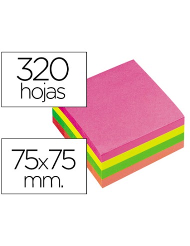 320 NOTAS ADHESIVAS Q-CONNECT COLORES FLUORESCENTES 75x75 mm