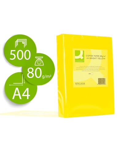 PAPEL COLOR AMARILLO INTENSO 80GR DIN A4 P.500 Q-CONNECT