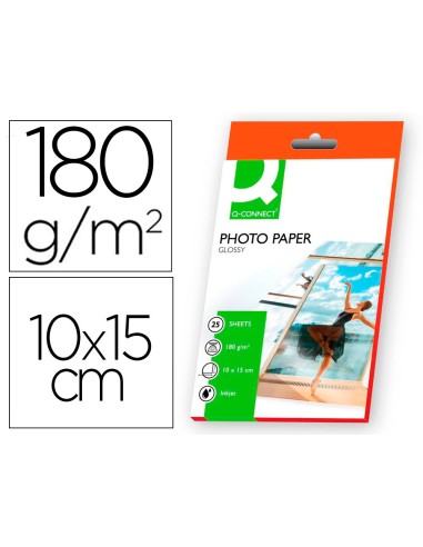 PAPEL FOTOGRAFICO GLOSSY 10x15 180GR INKJET 25H Q-CONNECT