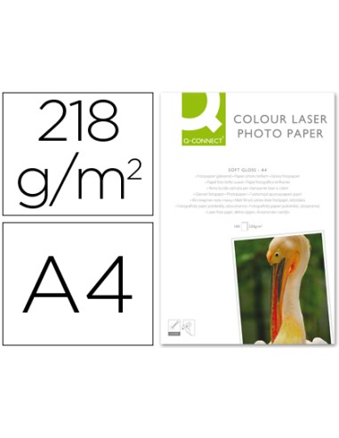 PAPEL FOTOGRAFICO GLOSSY A4 218GR LASER 100H Q-CONNEECT