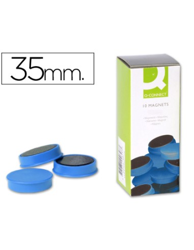 10 IMANES Q-CONNECT AZULES DE 35mm