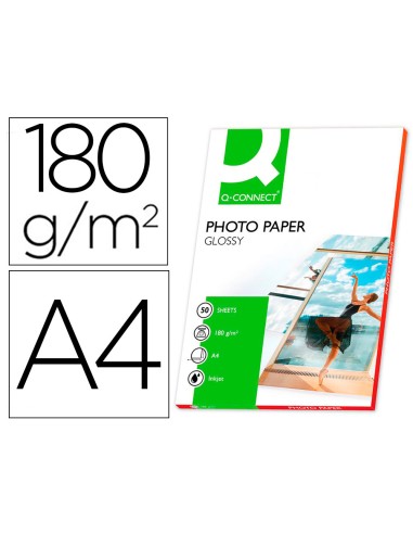 PAPEL FOTOGRAFICO GLOSSY A4 180GR INKJET Q-CONNECT