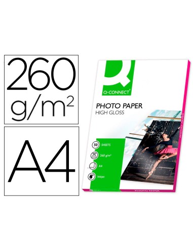 PAPEL FOTOGRAFICO GLOSSY 260G A4 INKJET Q-CONNECT