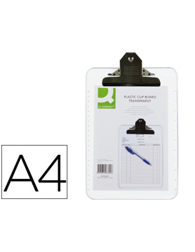 PORTANOTAS CON PINZA DIN A4 PLASTICO TRANSPARENTE Q-CONNECT