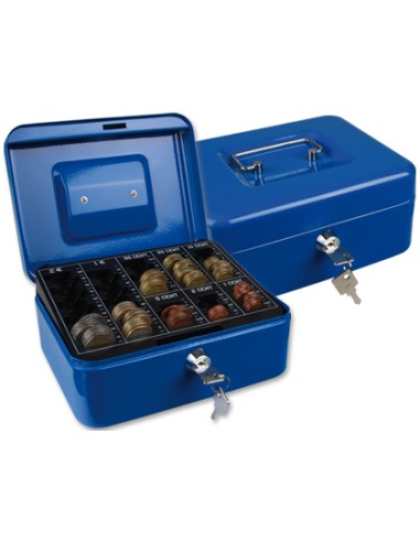 CAJA DE CAUDALES AZUL Q-CONNECT CON PORTAMONEDAS Y BILLETES