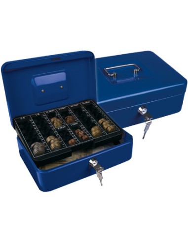 CAJA DE CAUDALES AZUL CON PORTAMONEDAS Y BILLETES Q-CONNECT