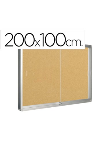 VITRINA DE ANUNCIOS CON CORCHO Y DOS LLAVES 200x100cm