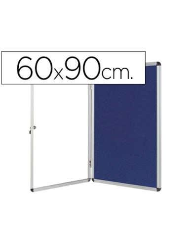 VITRINA DE ANUNCIOS CON FONDO AZUL Y CERRADURA 72x98cm