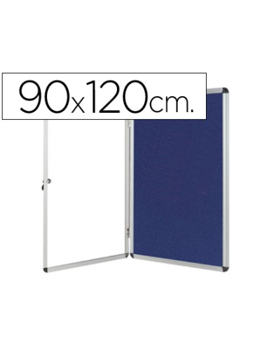 VITRINA DE ANUNCIONS CON FONDO AZUL Y CERRADURA 120x90cm