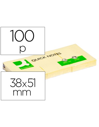 BLOC NOTAS ADHESIVAS QUITA Y PON Q-CONNET 38x51mm.100H.12UD.