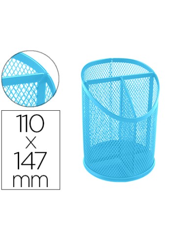 CUBILETE PORTA LÁPICES Q-CONNECT AZUL REJILLA 3 COMPARTIMENT