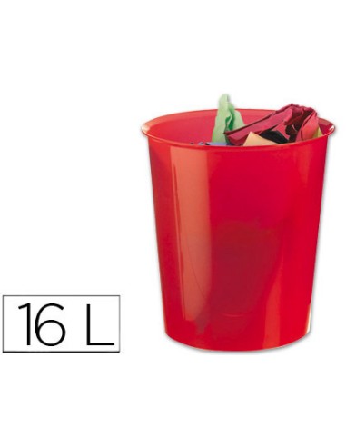 PAPELERA DE PLÁSTICO Q-CONNECT ROJO CON CAPACIDAD DE 16L