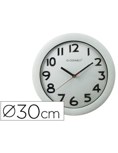 RELOJ Q-CONNECT PARED DE PLÁSTICO REDONDO 30 CM BLANCO