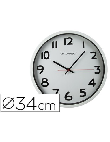 RELOJ Q-CONNECT PARED PLÁSTICO REDONDO 34 CM BLANCO