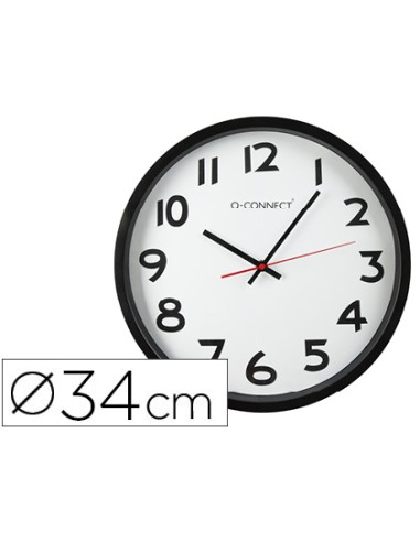 RELOJ Q-CONNECT PARED PLÁSTICO REDONDO 34 CM NEGRO