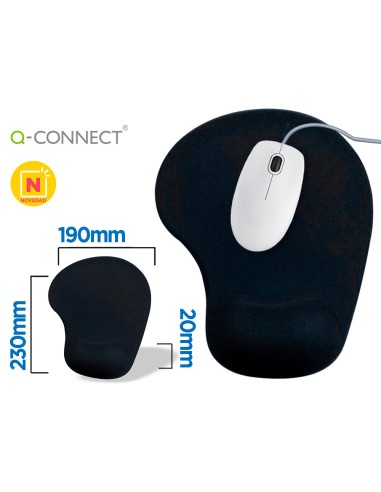 ALFOMBRILLA MOUSE CON REPOSAMUÑECAS NEGRA Q-CONNECT