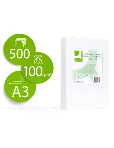 PAPEL ULTRA BLANCO 100GR DIN A3 P.500 Q-CONNECT