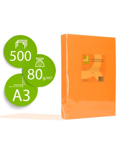 PAPEL NARANJA INTENSO 80GR DIN A3 P.500 Q-CONNECT