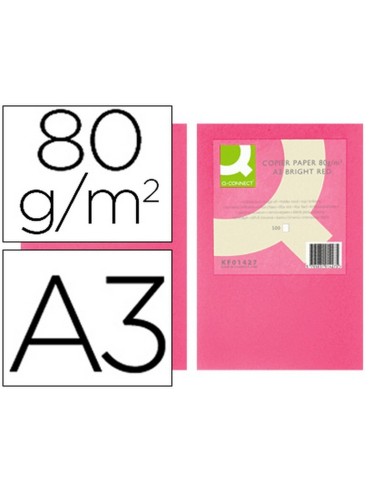 PAPEL COLOR ROSA INTENSO 80GR DIN A3 P.500 Q-CONNECT