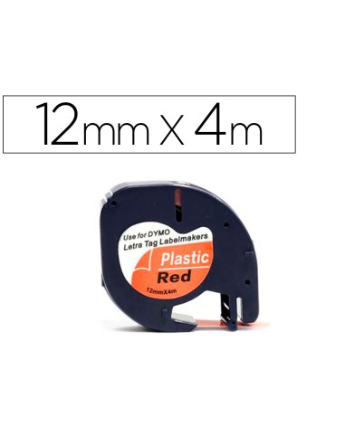 CINTA Q-CONNECT 12mmx4mt NEGRO-ROJO PARA LETRATAG