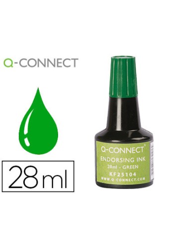 TINTA TAMPÓN Q-CONNECT VERDE FRASCO 28 ML