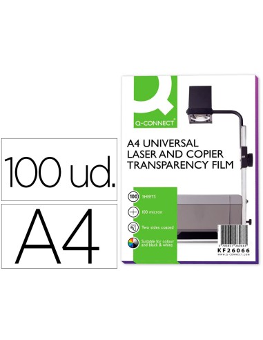 TRANSPARENCIA DIN A4 100 MICRAS 100H DOBLE CARA Q-CONNECT