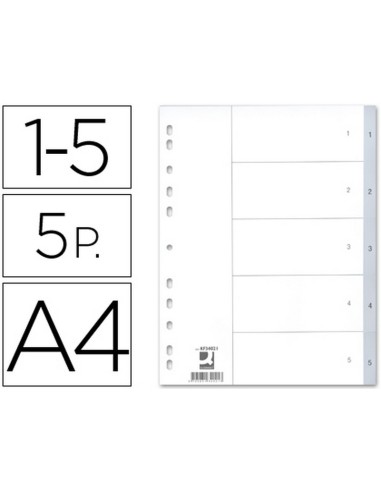 SEPARADOR NUMERICO PP 1-5 DIN A4 5 PESTAÑAS Q-CONNECT