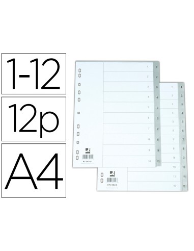 SEPARADOR NUMERICO PLASTICO 1-12 DIN A4 Q-CONNECT