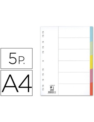 SEPARADOR CARTULINA DIN A4 5 PESTAÑAS Q-CONNECT