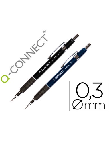 PORTAMINAS Q-CONNECT SUBJECIÓN CAUCHO 0.3 MM PUNTA RETRÁCTIL