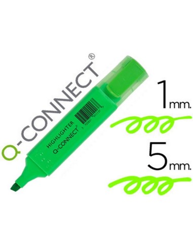 MARCADOR Q-CONNECT FLUORESCENTE VERDE CON PUNTA BISELADA