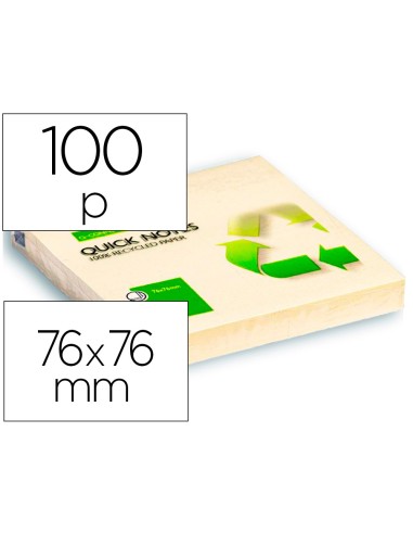 BLOC NOTAS ADHESIVAS Q-CONNECT PAPEL 100% RECICLADO AMARILLO